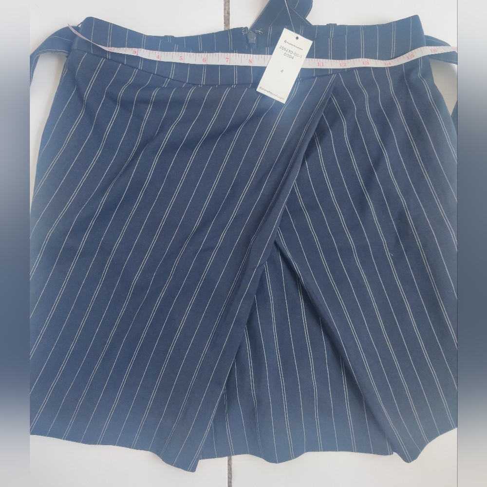 🆕 Banana Republic Navy Blue pinstriped envelope business casual midi skirt_4 - Picture 5 of 7